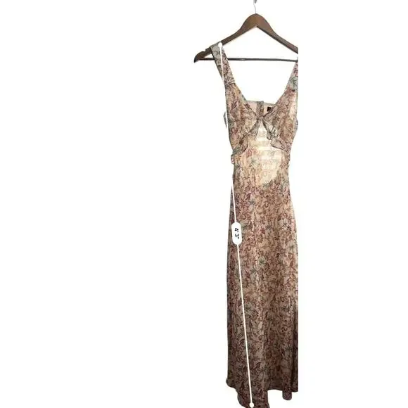 Jessica Simpson Floral Dress XS Boho Open Back Ruffle Hoco Bridgerton Regency